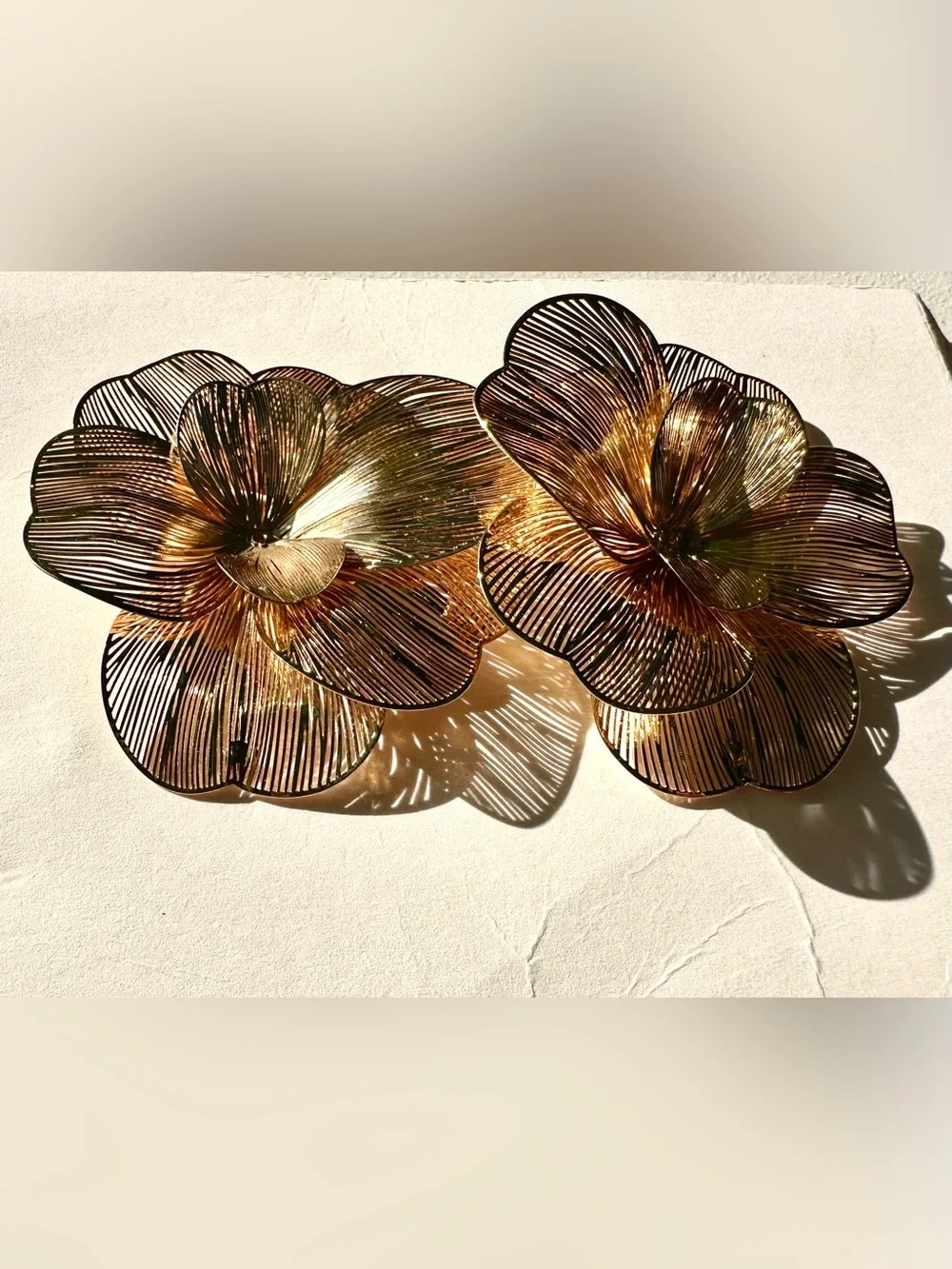 Gold Floral Glass Decorative Accent Pair